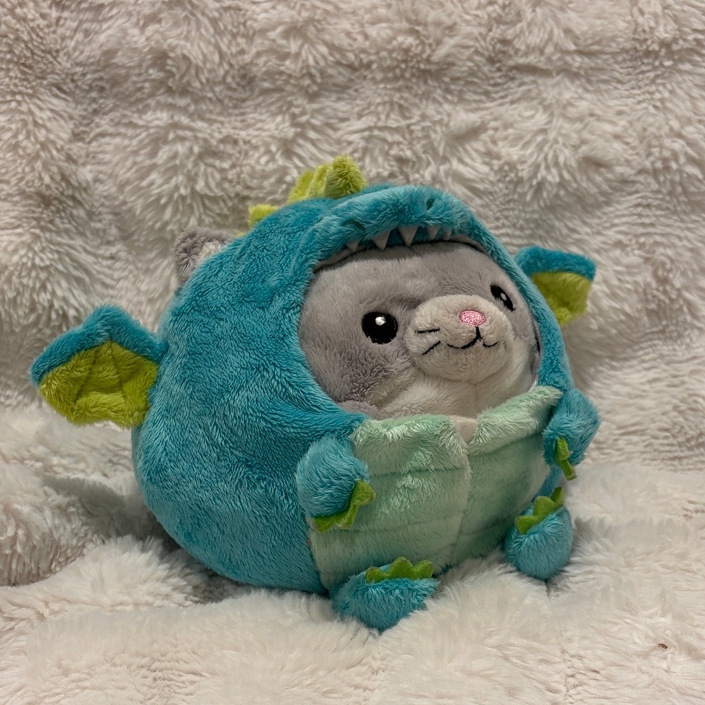 Cuddly Dino Costume Stuffed Animal - Teal and Gray